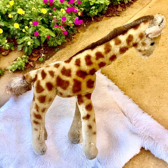 Vintage Steiff Giraffe Mohair Plush 11" Missing Button & Tag - Picture 13 of 13